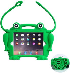 img 2 attached to 🐸 Chin Fai Shockproof Silicone Handle Stand Protective Cover for Apple iPad Mini 1/2/3/4/5 - Eye Popping Frog Design (Green)