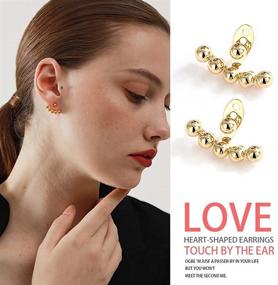 img 1 attached to 💎 18k Solid Gold Ball Earrings for Women - Real Gold Push Back Beaded Studs from Italy - Small Size for Girls - Genuine Gold with Certification - Elegant Jewelry Gift for Wedding, Prom, or Party