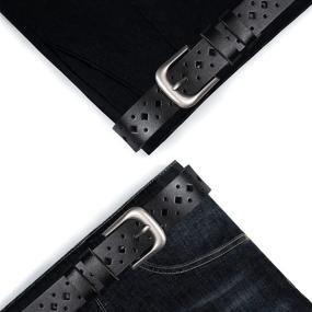 img 2 attached to 👗 Stylish SYMOL Womens Belts: Hollow Leather for Regular & Plus Size Waist Jeans Pants - Perfect Pin Buckle Western Belt for 30"-59" Waist