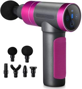 img 4 attached to 💆 Rhodamine Red Massage Gun Handheld Muscle Deep Tissue Massager for Shoulder, Back, Leg, Calf and Full Body Percussion Massagers