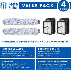 img 2 attached to 🔍 Fette Filter - Compatible Brush Roll for Bissell 1868 and 1866 Vacuum Filter. Part # 1608683,160-8683, 1608684. Crosswave Compatible. (Combo Pack)