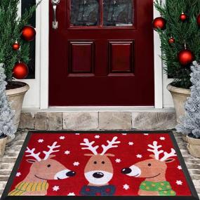 img 3 attached to 🎅 Outdoor Christmas Door Mat - 30x18 Red Christmas Rug - Indoor/Outdoor Welcome Mat - Entryway Door Mats