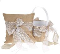💍 vintage-inspired ring bearer pillow and flower girl basket set for rustic weddings - 7 x 7 inches logo