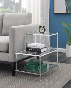 img 1 attached to 🌟 Convenience Concepts Royal Crest 3-Tier Step End Table featuring Clear Glass and Chrome Frame