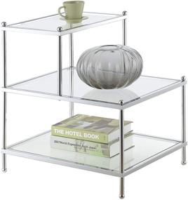 img 4 attached to 🌟 Convenience Concepts Royal Crest 3-Tier Step End Table featuring Clear Glass and Chrome Frame