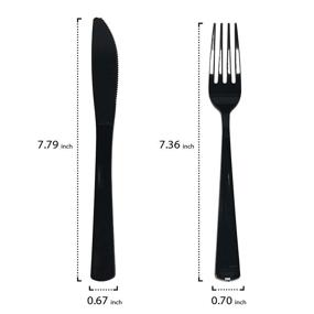 img 2 attached to 300-Pack of Pre Rolled Napkins with Heavy Duty Black Cutlery Set - Disposable, Ideal for Parties - Forks, Knives, and 3-ply Napkins Included