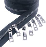 🎒 goyunwell #5 black zippers tape - 10 yards nylon zippers for sewing with 20 pcs gunmetal zipper pulls sliders - zipper yard roll for tailoring, crafting, bags, and purses logo