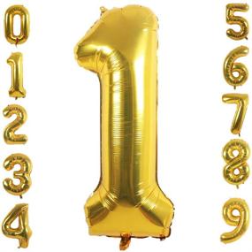 img 2 attached to 🎈 PartyMart 1st Number Gold Foil Balloons, 42 inch