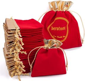 img 4 attached to 🎁 26 Pcs Red Velvet Jewelry Bags with Double Drawstrings - Soft Velour Packaging Pouches for Bracelets, Gemstones, Crystals, Dice, Small Coins - Easy to Tie Mini Carrying Sack - Perfect for Wedding & Holiday Gift Packing