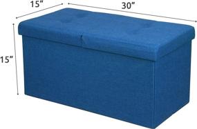 img 1 attached to Royal Blue Folding Toy Box Chest by Otto & Ben: Smart Lift Top Upholstered Tufted Ottomans Bench Foot Rest for Bedroom and Living Room