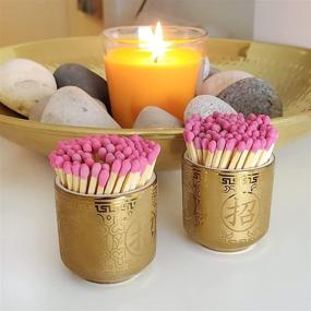 img 1 attached to Luxurious Lumen Gold Match Holder Set - Set of 2 Elegant Ceramic Jars for Gold Decor - Match Jars with Strikers Featuring Symbolic Wealth Invite Design. Perfect for Decorative Matches and Candle Decor.