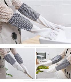 img 3 attached to Versatile 2pcs Long Sleeve Gloves for Household, Kitchen, Oven, Pet, Cleaning, and Garden Tasks – White + Black