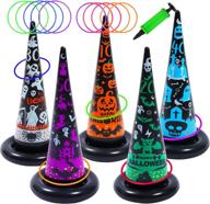 🎃 uniqhia halloween games for kids party: 5-pack inflatable witch hats ring toss game + flame ghost ring toss games – indoor/outdoor games for kids, adults, and family логотип