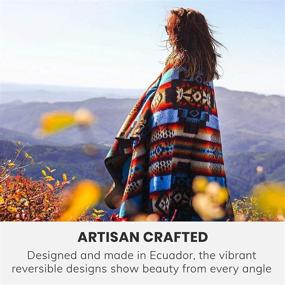 img 1 attached to 🔥 Ecuadane Large Southwestern Woven Blanket: Handcrafted in Ecuador, Cotacachi Fire Design | Size 93" x 82