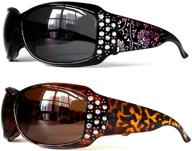 🕶️ women's 2pair bifocal sun readers rhinestone oversized bling uv reading glasses - 2.00 2.50 3.00 strength logo