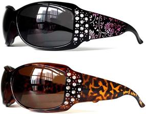 img 4 attached to 🕶️ Women's 2PAIR Bifocal Sun Readers Rhinestone Oversized Bling UV Reading Glasses - 2.00 2.50 3.00 strength