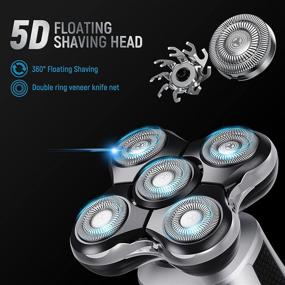 img 3 attached to 💆 Ultimate Grooming Kit for Bald Men: MANGIFTS 5 in 1 Electric Rotary Shaver - 5D Floating Razor with LED Display, USB Rechargeable, and Nose Hair Trimmer