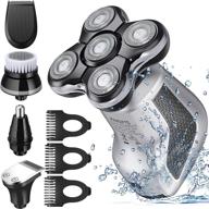 💆 ultimate grooming kit for bald men: mangifts 5 in 1 electric rotary shaver - 5d floating razor with led display, usb rechargeable, and nose hair trimmer logo