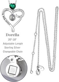 img 3 attached to 💙 Dorella Christmas Birthday Gifts: 100 Languages I Love You Necklace with Birthstones for Mom/Wife - Blue Topaz Garnet Amethyst Emerald Love Heart Necklace in Sterling Silver