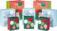 hallmark holiday gift bag assortment - 8 gift bags: 3 small 6-inch, 3 medium 9-inch, 2 large 🎁 13-inch - red, green, and blue ornaments - 'let it snow' - 'happy holidays' with snowman and christmas trees logo