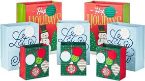 img 4 attached to Hallmark Holiday Gift Bag Assortment - 8 Gift Bags: 3 Small 6-inch, 3 Medium 9-inch, 2 Large 🎁 13-inch - Red, Green, and Blue Ornaments - 'Let It Snow' - 'Happy Holidays' with Snowman and Christmas Trees