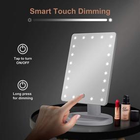 img 2 attached to 💄 COSMIRROR Lighted Makeup Vanity Mirror - 10X Magnifying Mirror, 21 LED Lights, Touch Sensor Dimming, 180° Rotation, Dual Power Supply - Portable White Cosmetic Mirror