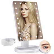 💄 cosmirror lighted makeup vanity mirror - 10x magnifying mirror, 21 led lights, touch sensor dimming, 180° rotation, dual power supply - portable white cosmetic mirror logo