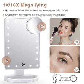 img 3 attached to 💄 COSMIRROR Lighted Makeup Vanity Mirror - 10X Magnifying Mirror, 21 LED Lights, Touch Sensor Dimming, 180° Rotation, Dual Power Supply - Portable White Cosmetic Mirror