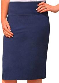 img 1 attached to 👧 Comfortable and Stylish Kosher Casual Kids Big Girls Modest Knee Length Stretch Pencil Skirt in Lightweight Cotton Spandex