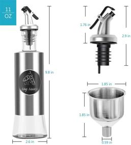 img 1 attached to NEPTONION Stainless Steel Olive Oil Dispenser Set with Glass Vinegar and 🍶 Sauce Cruet - 11oz Pourer Bottle for Easy Dispensing (3 Packs with Funnel)