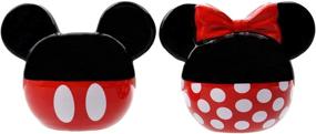 img 4 attached to Top Branded Disney Salt and Pepper Shakers Set – Minnie and Mickey Mouse 🐭✨ Ceramic Salt and Pepper Shakers, Ideal for Tabletops – Convenient to Refill – RedBlack, Glossy Finish