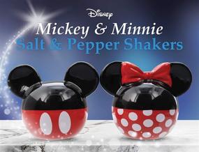 img 3 attached to Top Branded Disney Salt and Pepper Shakers Set – Minnie and Mickey Mouse 🐭✨ Ceramic Salt and Pepper Shakers, Ideal for Tabletops – Convenient to Refill – RedBlack, Glossy Finish