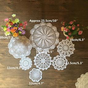 img 1 attached to MINDPLUS Handcrafted Set of 14 Cotton Crocheted Lace Doilies - Versatile Vintage Décor for Weddings, Tea Parties, and Home