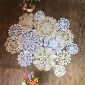 img 3 attached to MINDPLUS Handcrafted Set of 14 Cotton Crocheted Lace Doilies - Versatile Vintage Décor for Weddings, Tea Parties, and Home