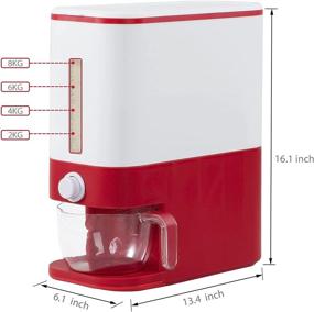 img 3 attached to 🍚 BBG 22.5 Lbs Rice Dispenser, Large Airtight Rice Storage Container with Lid, Measuring Cylinder, Moisture-Proof Cereal Dispenser for Household, Red