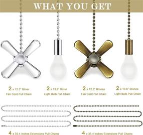 img 3 attached to 🔗 20-Piece Bronze and Silver Ceiling Fan Pull Chains Set with Beaded Ball Light Bulb, Fan Cord and Connector Extensions