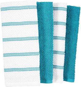 img 1 attached to KAF Home Pantry Set of 8 Piedmont Kitchen Towels - Dark Gray (Teal, 16x26 Inches) - Ultra Absorbent Terry Cloth Dish Towels: A Must-Have for Your Kitchen!