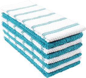 img 3 attached to KAF Home Pantry Set of 8 Piedmont Kitchen Towels - Dark Gray (Teal, 16x26 Inches) - Ultra Absorbent Terry Cloth Dish Towels: A Must-Have for Your Kitchen!