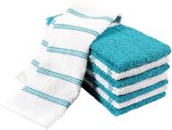 kaf home pantry set of 8 piedmont kitchen towels - dark gray (teal, 16x26 inches) - ultra absorbent terry cloth dish towels: a must-have for your kitchen! logo