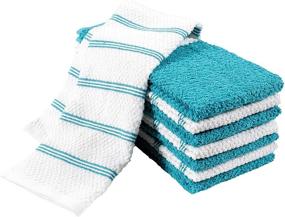img 4 attached to KAF Home Pantry Set of 8 Piedmont Kitchen Towels - Dark Gray (Teal, 16x26 Inches) - Ultra Absorbent Terry Cloth Dish Towels: A Must-Have for Your Kitchen!