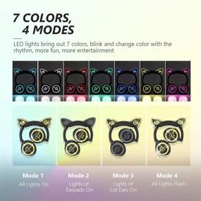 img 3 attached to MindKoo Wireless Cat Ear Bluetooth Headphones - LED Light Up with 7 Colors, Foldable & Safe Over-Ear Headset with Mic for Kids and Adults