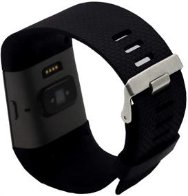 img 3 attached to Замена ремешков для часов Fitbit Surge: силиконовые браслеты с металлической пряжкой, совместимость с малым и большим размером