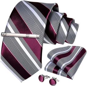 img 4 attached to DiBanGu Formal Burgundy Necktie Cufflink Men's Accessories in Ties, Cummerbunds & Pocket Squares