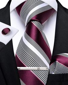 img 3 attached to DiBanGu Formal Burgundy Necktie Cufflink Men's Accessories in Ties, Cummerbunds & Pocket Squares