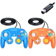 🎮 sogyupk 2 pack wired controllers - gamecube controller replacement, classic gamepad for nintendo and wii console game remote (blue & orange) logo