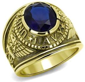 img 1 attached to YVO Customizable Navy Ring: Personalized 🔒 Engraving and Elegant Stainless Steel or Gold Plating