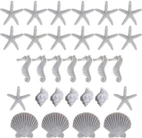 img 4 attached to 🐚 Set of 30 DSTFUY Shell Ornaments - White Resin Pencil Finger Starfish, Seahorse, Seashells & Finger Conch with Pre-Drilled Hole for Beach Wedding, Party, Home, DIY Craft Decorations