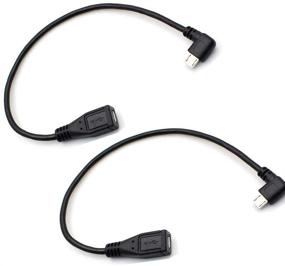 img 4 attached to 🔌 Угловой кабель-удлинитель Micro USB, 2 штуки 90 градусов Микро-В мужской - женский кабель для передачи данных, совместимый с Samsung, HTC, Huawei, автомобильным регистратором, Sony и многими другими