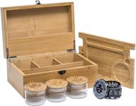 johnny raccoon extra large bamboo stash box combo with grinder, jars, rolling tray – lockable, durable storage solution logo