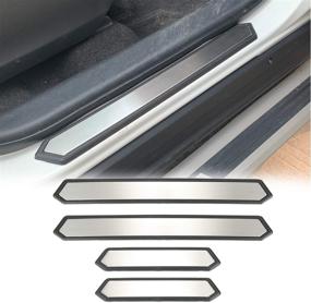 img 4 attached to 🚪 D-Lumina RAV4 2019-2022 SUV Car Entry Guard Door Step Plate, Stainless Steel (Silver), 4Piece/Set - Compatible with TOYOTA RAV-4 - Doors Sill Protector